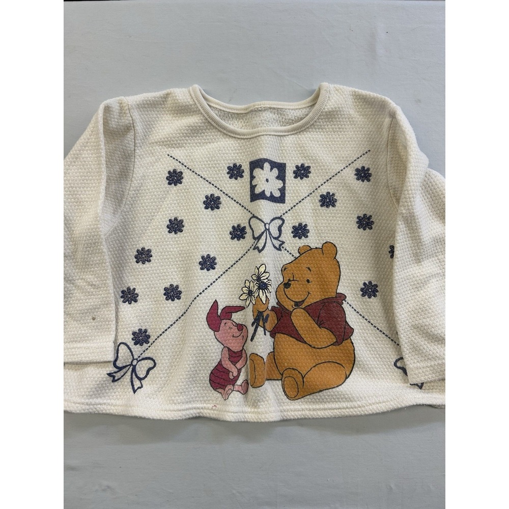 Vintage 90s Winnie the Pooh Piglet Shirt 12-18M Disney Waffle Knit Sweatshirt